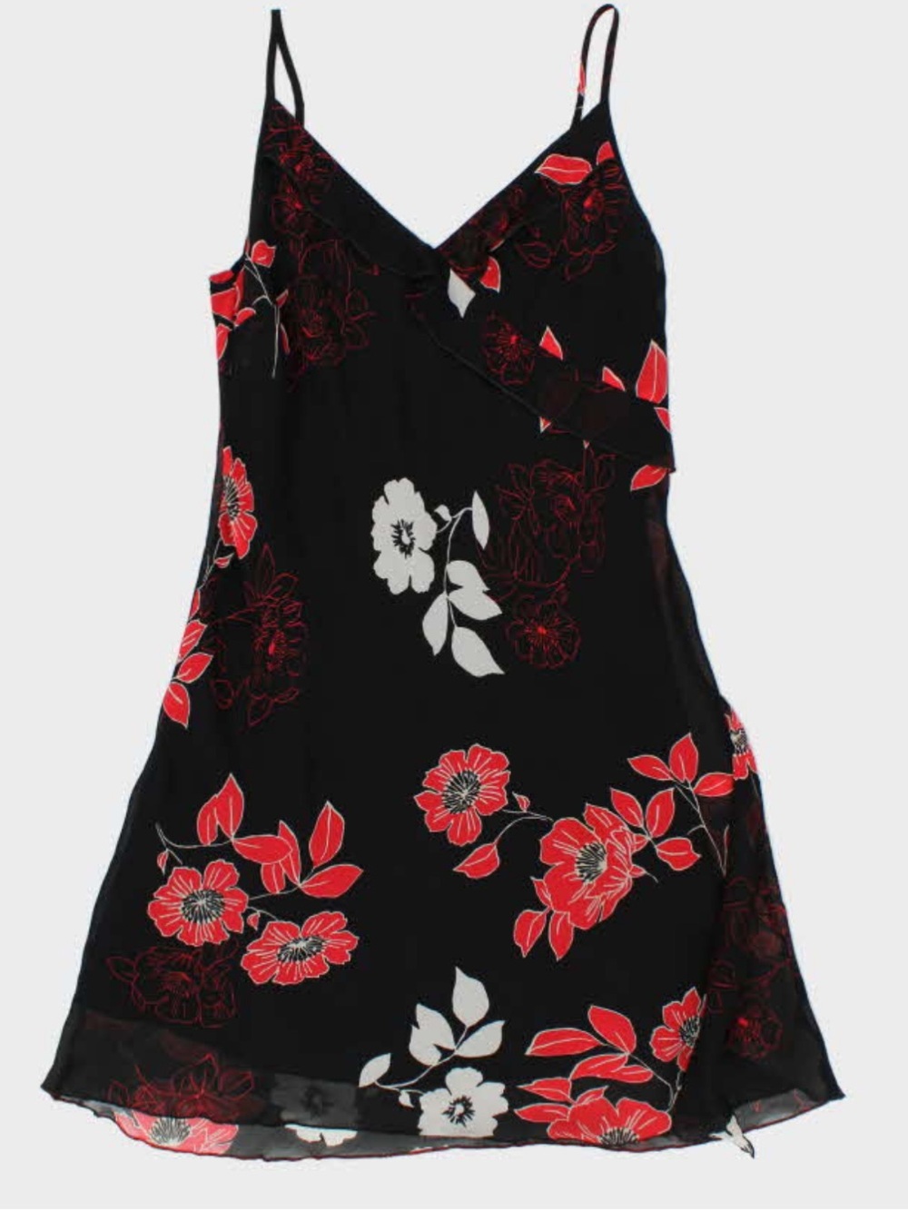Vintage Midi Slip Dress with Red Floral Print by Tristan & Iseut